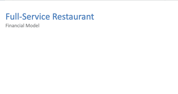 Full-Service Restaurant Financial Model Cover