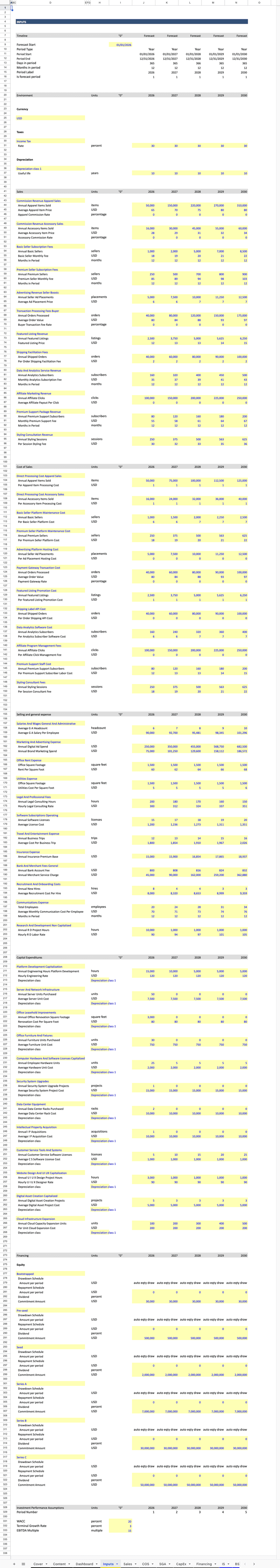 Download Marketplace Startup financial model template in MS Excel and ...