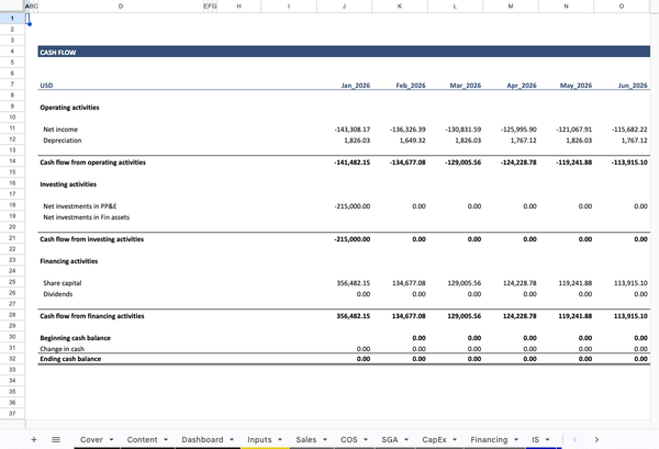 SaaS Financial Model CF