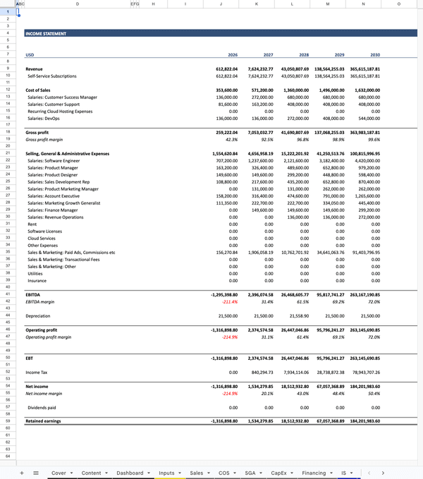 SaaS Financial Model IS_Annual